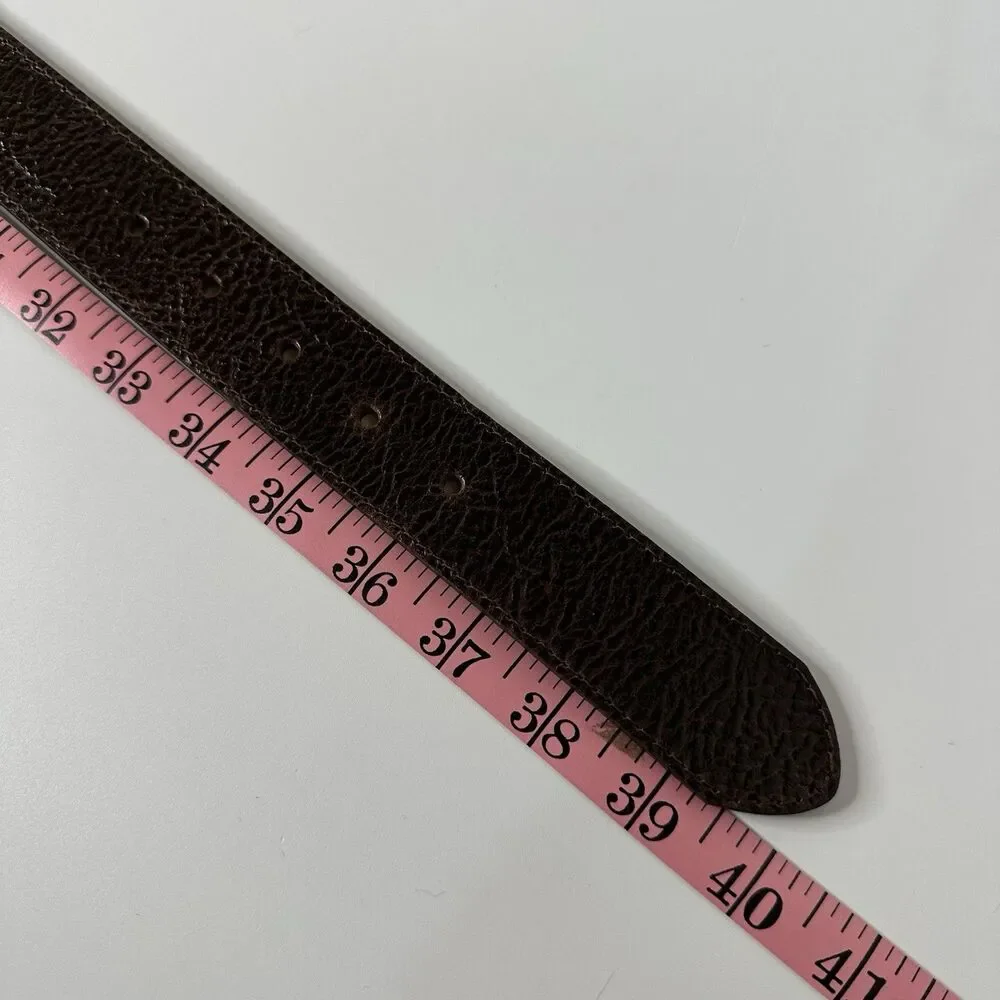 Wrangler‎ Brown Pebbled Leather Belt Mens Sz 34/35 Matte Black Buckle 1.25